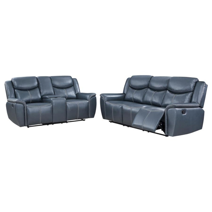 Coaster Sloane 2-piece Upholstered Reclining Sofa Living Room Set Blue - Bed & Sofa Hub