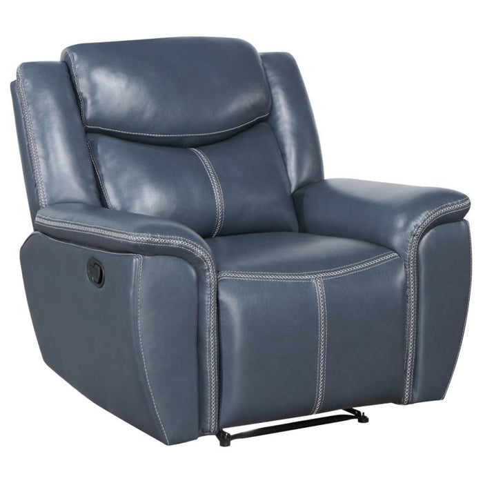 Coaster Sloane 3-piece Upholstered Reclining Sofa Living Room Set Blue - Bed & Sofa Hub