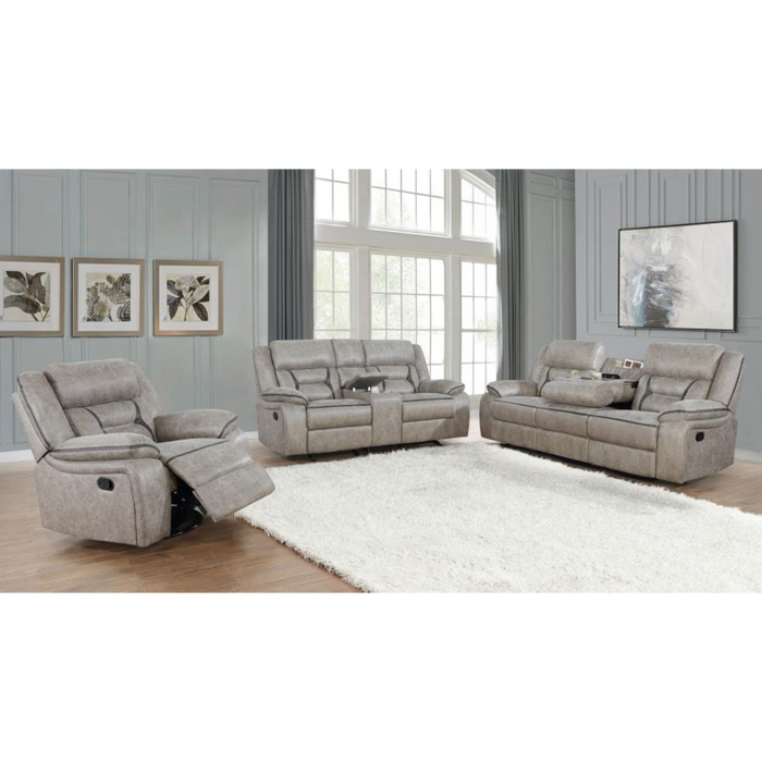 Coaster Greer 3-piece Upholstered Reclining Sofa Living Room Set Taupe - Bed & Sofa Hub