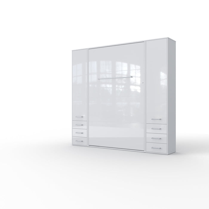 Maxima House Murphy Bed Vertical Invento, European Queen Size with mattress and 2 cabinets IN160V-07W - Bed & Sofa Hub