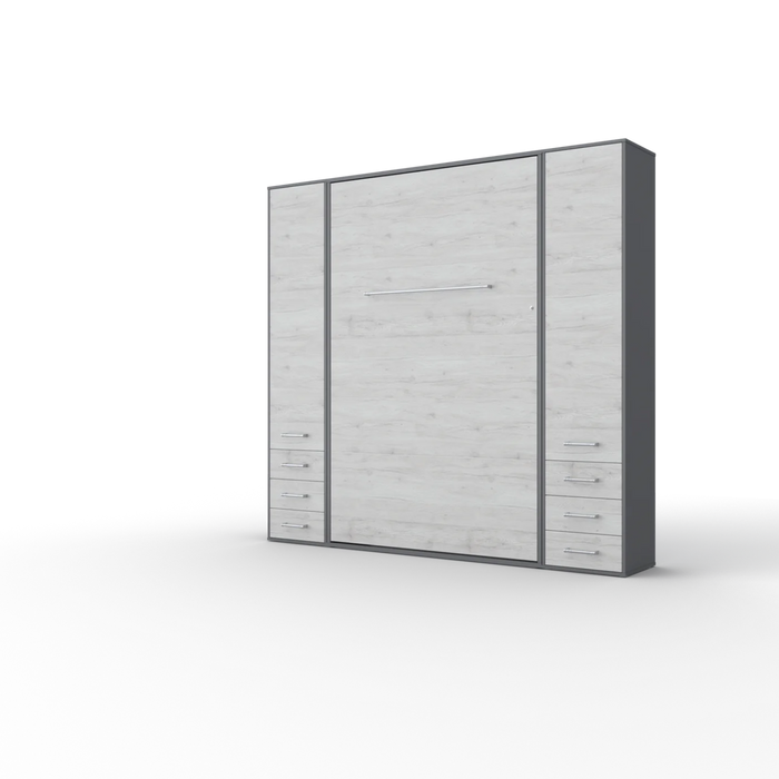 Maxima House Invento Vertical Wall Bed, European Full Xl Size with 2 Cabinets - Bed & Sofa Hub