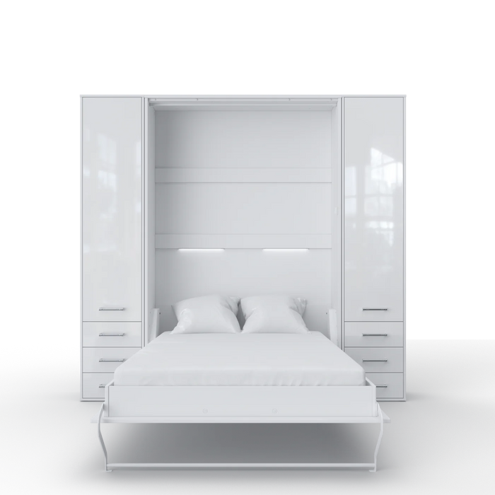 Maxima House Invento Vertical Wall Bed, European Full Xl Size with 2 Cabinets - Bed & Sofa Hub