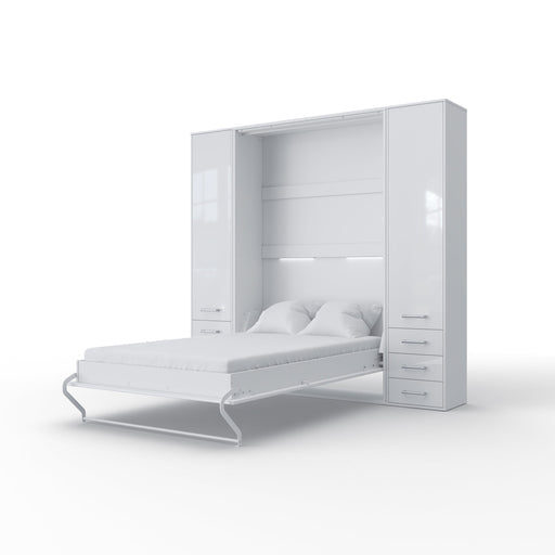 Maxima House Murphy Bed Vertical Invento, European Queen Size with mattress and 2 cabinets IN160V-07W - Bed & Sofa Hub