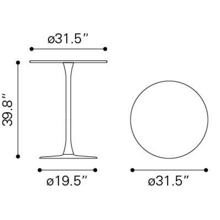 Zuo Soleil Bar Table White - Bed & Sofa Hub