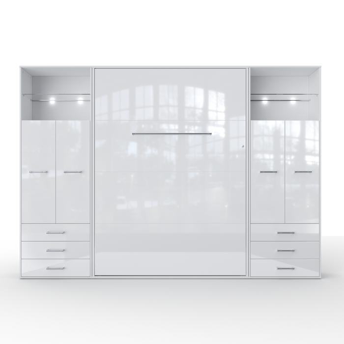 Maxima House Vertical Murphy Bed Invento , European Full XL with 2 cabinets IN140VLED-10W - Bed & Sofa Hub