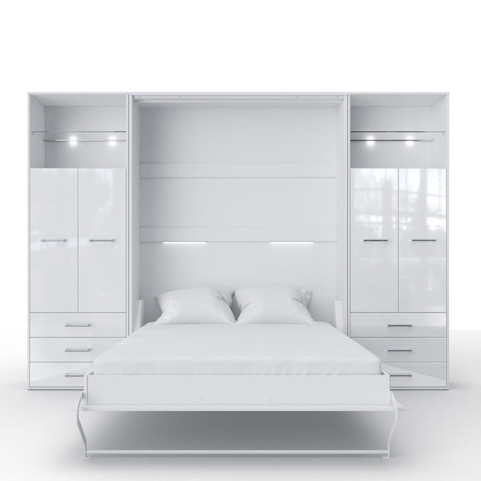 Maxima House Vertical Murphy Bed Invento. European Queen + 2 cabinets IN160V-10W - Bed & Sofa Hub