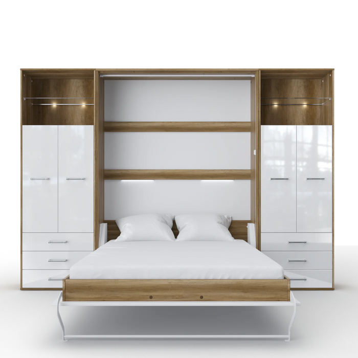 Maxima House Vertical Murphy Bed Invento , European Full Xl with 2 Cabinets - Bed & Sofa Hub