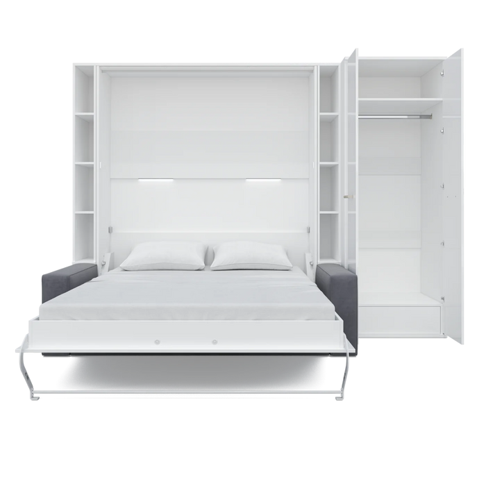 Maxima House Vertical Queen Size Murphy Bed Invento with Sofa, Two Cabinets and Wardrobe - Bed & Sofa Hub