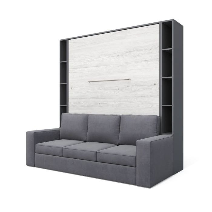 Maxima House Vertical European Queen Size Murphy Bed Invento with Sofa and Two Cabinets - Bed & Sofa Hub