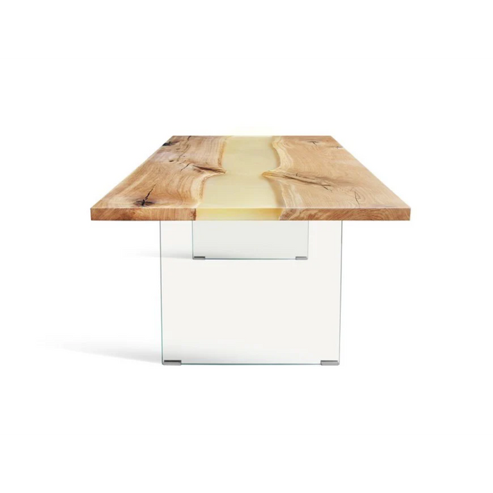 Maxima House Solid Wood Dining Table Banur-Gl with Polymer Resin - Bed & Sofa Hub