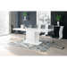 Maxima House Dining Set Diego 7 Pcs. White Modern Glossy Dining Table with 2 Self-Starting Leaves Plus 6 Chairs - Bed & Sofa Hub