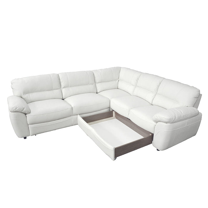 Maxima House Sleeper Natural white leather Sectional BALTICA with storage, Left Dol010 - Bed & Sofa Hub