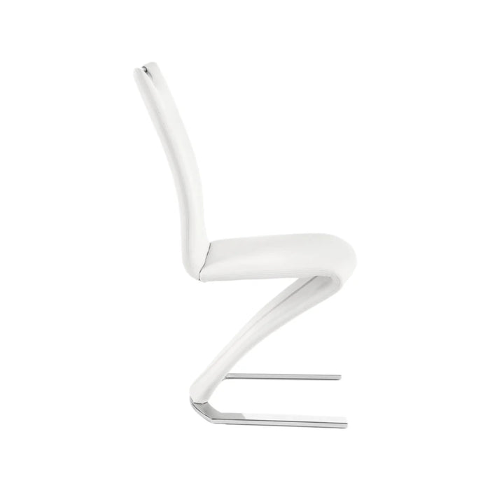 Maxima House Dining Set Xena 7 Pcs. Gray/white Modern Glossy Dining Table with 2 Self-Storing Leaves Plus 6 White Faux Leather Chairs - Bed & Sofa Hub