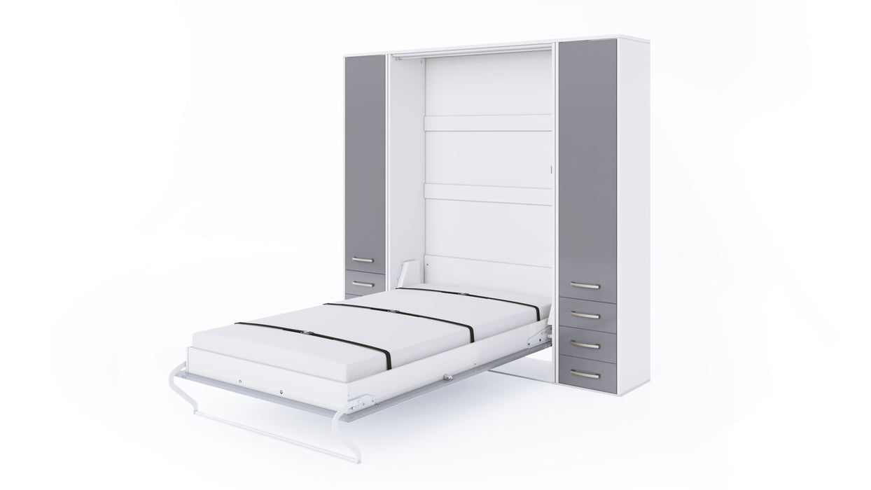 Maxima House Murphy Bed Vertical Invento, European Queen Size with mattress and 2 cabinets IN160V-07W - Bed & Sofa Hub