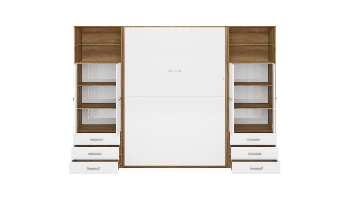 Maxima House Vertical Murphy Bed Invento , European Full XL with 2 cabinets IN140VLED-10W - Bed & Sofa Hub