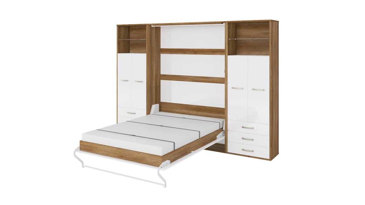 Maxima House Vertical Murphy Bed Invento. European Queen + 2 cabinets IN160V-10W - Bed & Sofa Hub