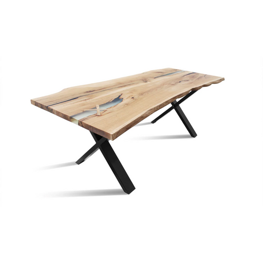 Maxima House Banur-110 Solid Wood Dining Table with Black Metal Legs - Bed & Sofa Hub