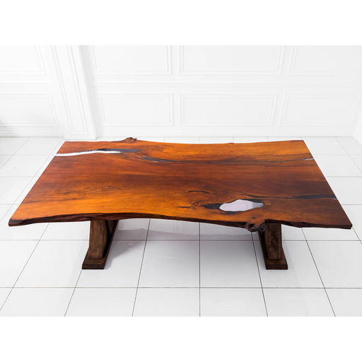 Maxima House Dining Solid Pear Tree Wood Table Mars Filled with Polymer Resin - Bed & Sofa Hub
