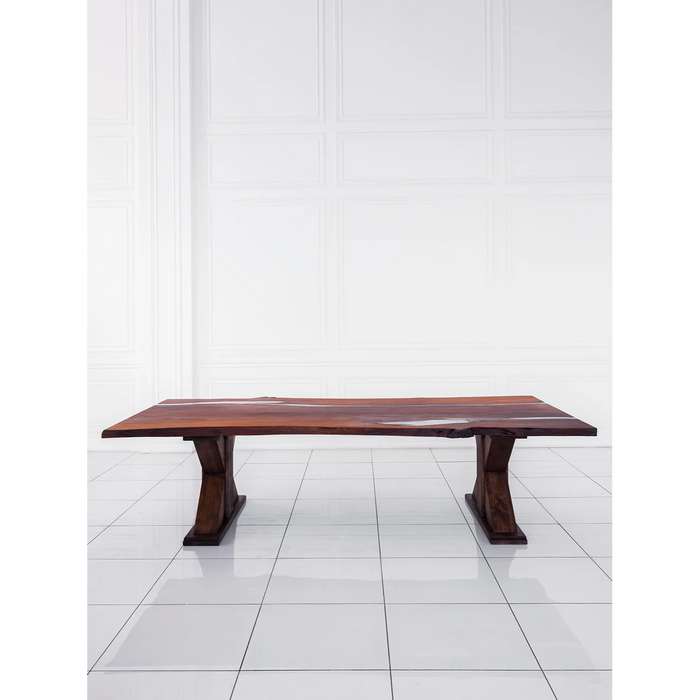 Maxima House Dining Solid Pear Tree Wood Table Mars Filled with Polymer Resin - Bed & Sofa Hub