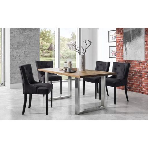 Maxima House Solid Wood Dining Table Nereus with Stainless Steel Legs - Bed & Sofa Hub