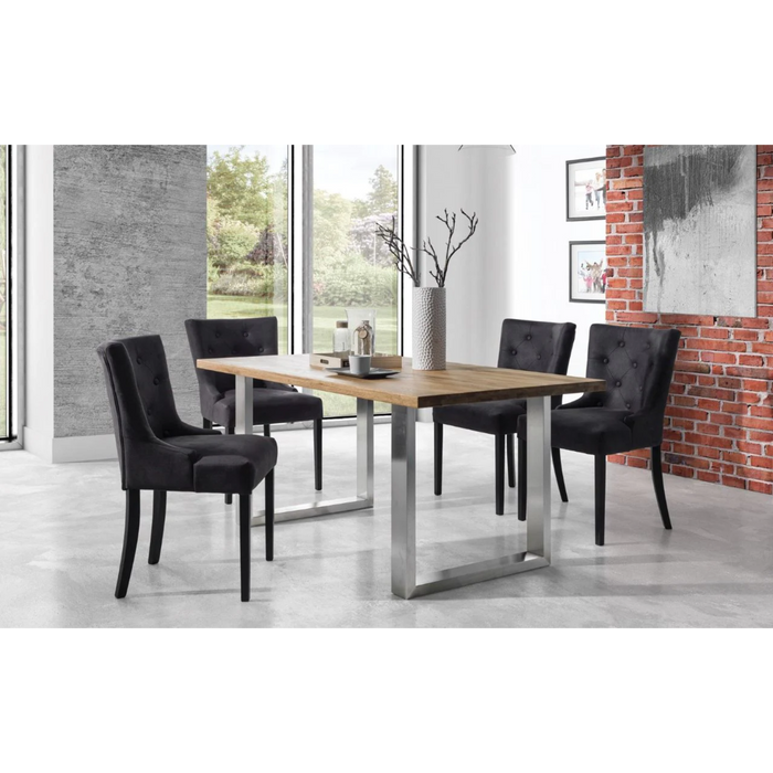 Maxima House Solid Wood Dining Table Nereus with Stainless Steel Legs - Bed & Sofa Hub