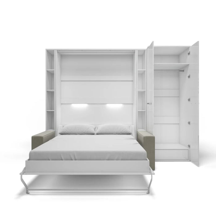 Maxima House Vertical Full Size Murphy Bed Invento with Sofa, Two Cabinets and Wardrobe - Bed & Sofa Hub