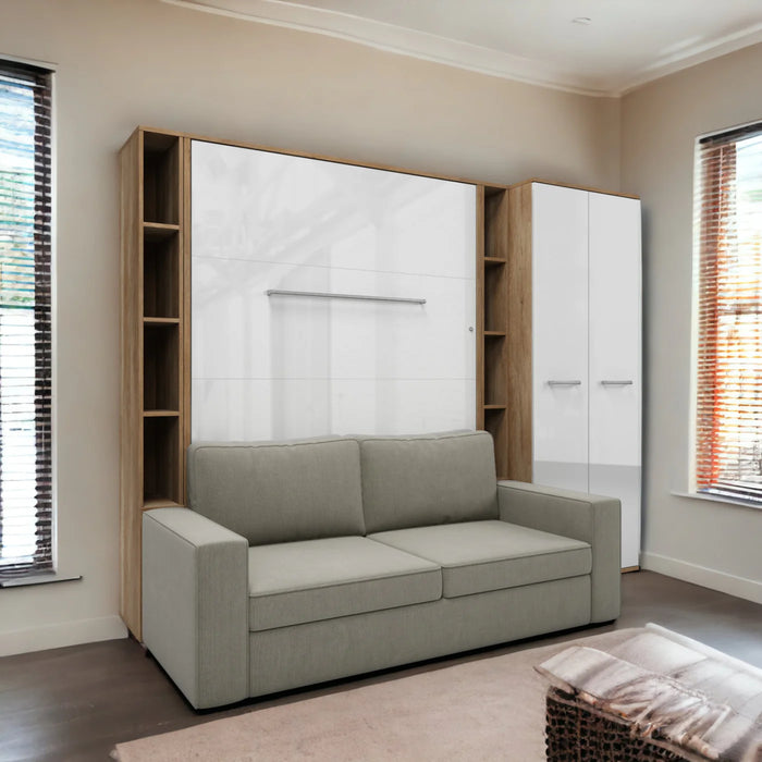Maxima House Vertical Full Size Murphy Bed Invento with Sofa, Two Cabinets and Wardrobe - Bed & Sofa Hub