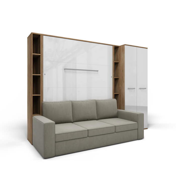 Maxima House Vertical Queen Size Murphy Bed Invento with Sofa, Two Cabinets and Wardrobe - Bed & Sofa Hub