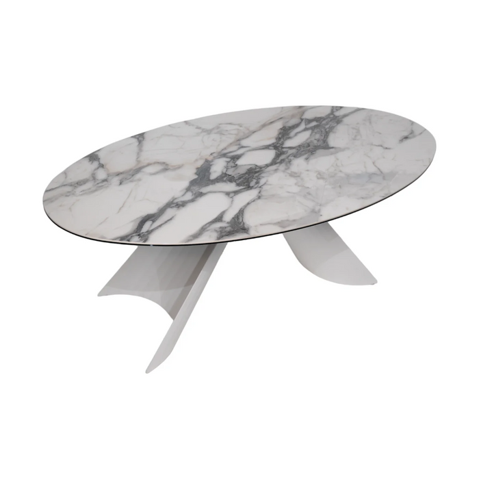 Maxima House Dining Table Giorgia with White Ceramic Top and Metal Base - Bed & Sofa Hub