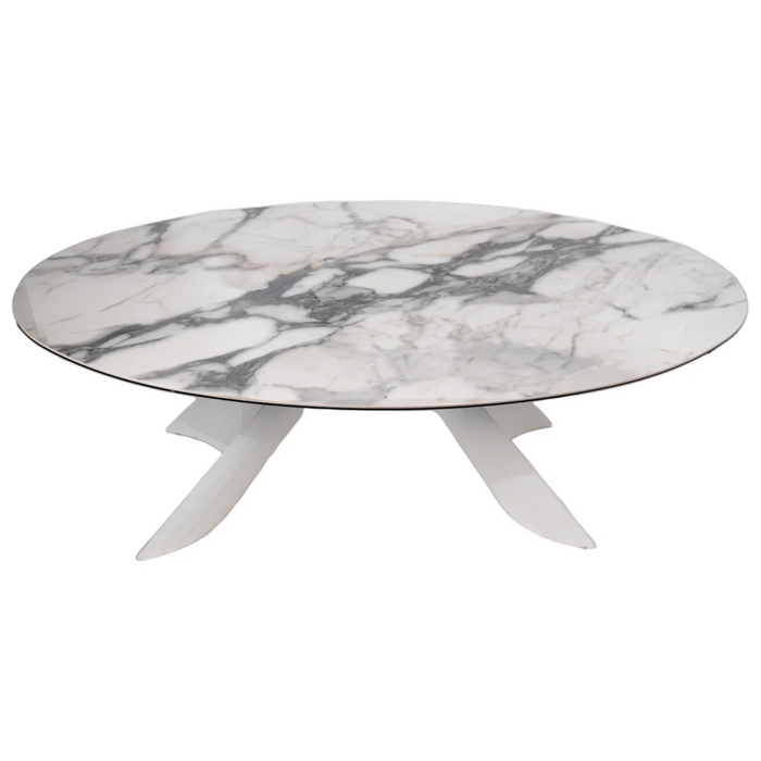 Maxima House Dining Table Giorgia with White Ceramic Top and Metal Base - Bed & Sofa Hub
