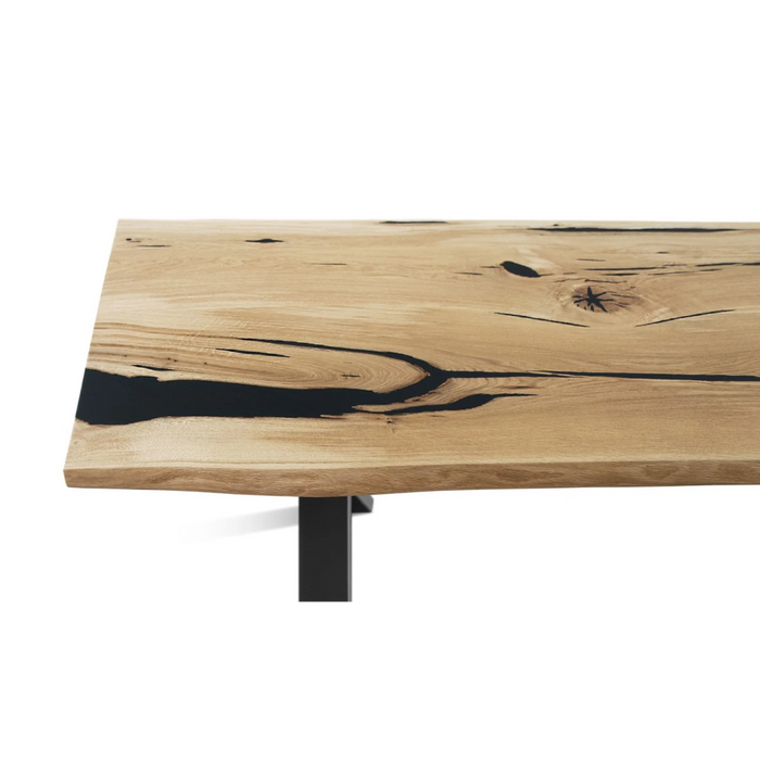 Maxima House Solid Wood Dining Table with Metal Legs Urban-Bl - Bed & Sofa Hub