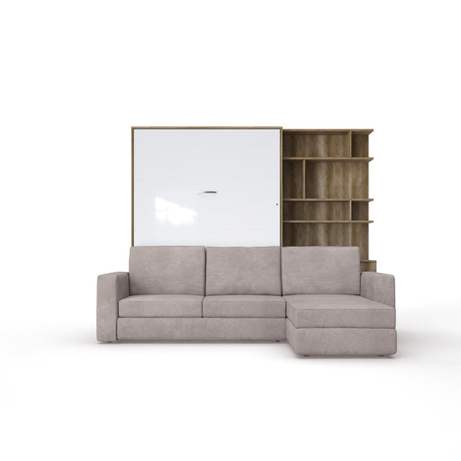 Maxima House Murphy bed European Full XL Vertical with a Sectional Sofa and a Bookcase Invento IN001/17OW-LB - Bed & Sofa Hub