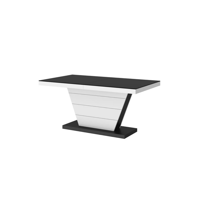 Maxima House Dining Set Mega 7 Pcs. Black/white Modern Dining Table with 2 Self-Storing Leaves Plus 6 White Chairs - Bed & Sofa Hub