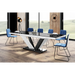 Maxima House Dining Set Aviva 7 Pcs. Modern Glossy Dining Table with 2 Self-Starting Leaves Plus 6 Chairs - Bed & Sofa Hub