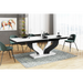 Maxima House Dining Set Aviva 7 Pcs. White/ Black Modern Glossy Dining Table with 2 Self-Starting Leaves Plus 6 Chairs - Bed & Sofa Hub