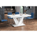 Maxima House Dining Set Chara 7 Pcs. White Modern Glossy Dining Table with 2 Self-Starting Leaves Plus 6 Chairs - Bed & Sofa Hub