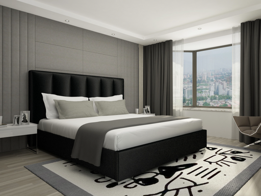 Whiteline Modern Living Velvet King Bed BK1655 - Bed & Sofa Hub