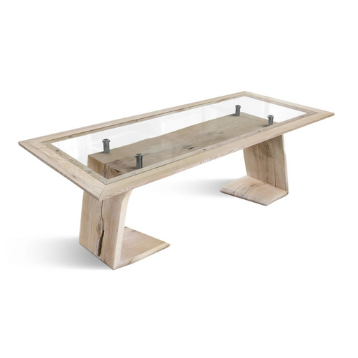 Maxima House Glass Top with Solid Wood Base Dining Table Zorg-W - Bed & Sofa Hub