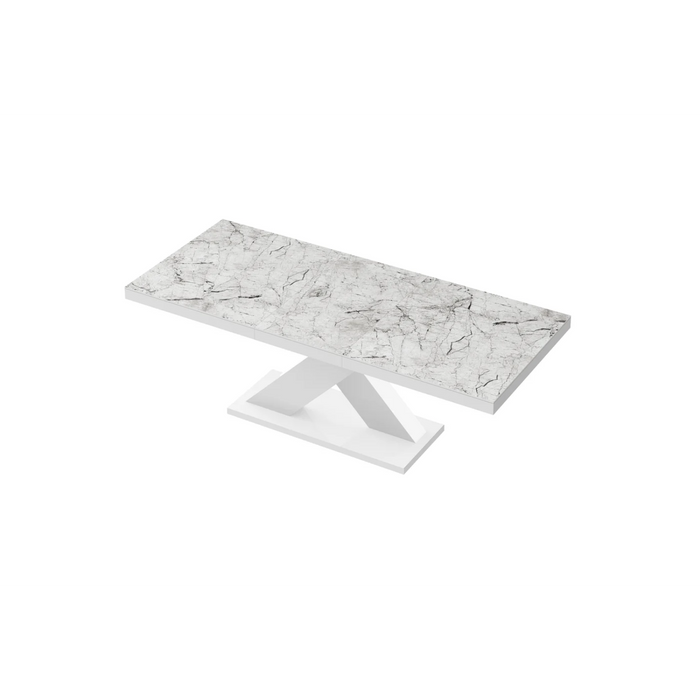 Maxima House Dining Set Xena 7 Pcs. Modern Glossy Dining Table with 2 Self-Storing Leaves Plus 6 Chairs - Bed & Sofa Hub