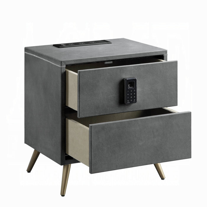 ACME Doris Nightstand W/USB & Electric Lock - Bed & Sofa Hub