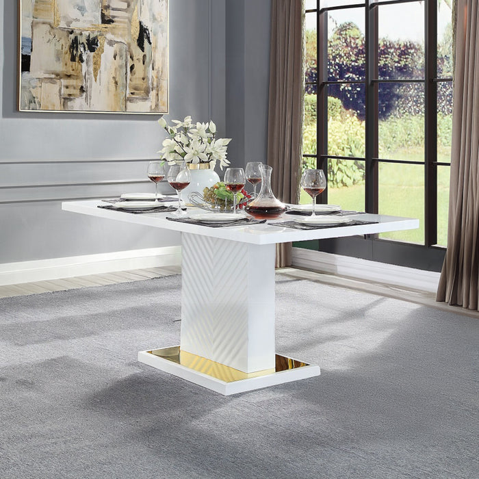 ACME Gaines Dining Table W/Pedestal Base - Bed & Sofa Hub