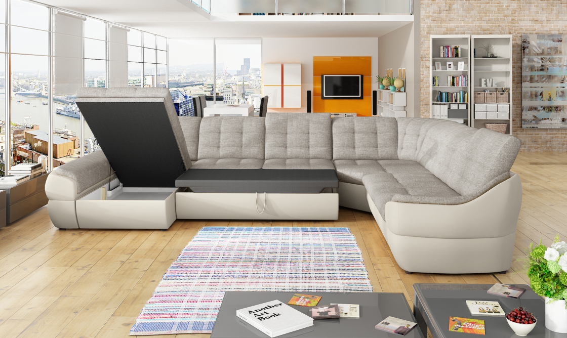 Maxima House Sleeper Sectional Sofa Infinity XL, Left, U-Shape, FULL XL with storage W0024 - Bed & Sofa Hub
