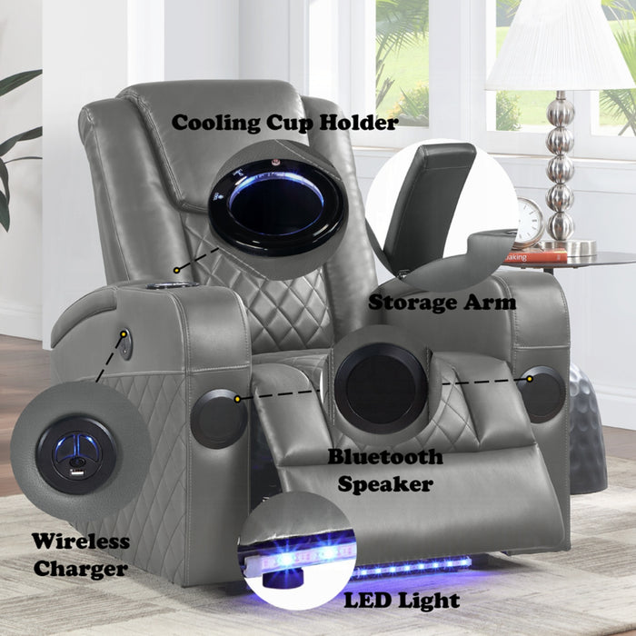 ACME Alair Power Motion Recliner W/Bluetooth, Wireless Charger & Cupholder - Bed & Sofa Hub