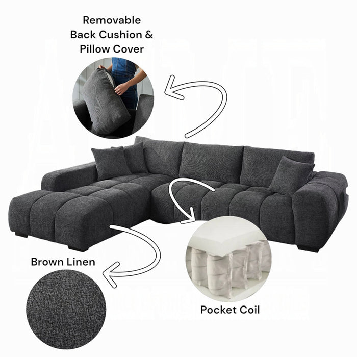 ACME Chosen Sectional Sofa w/3 Pillows - Bed & Sofa Hub