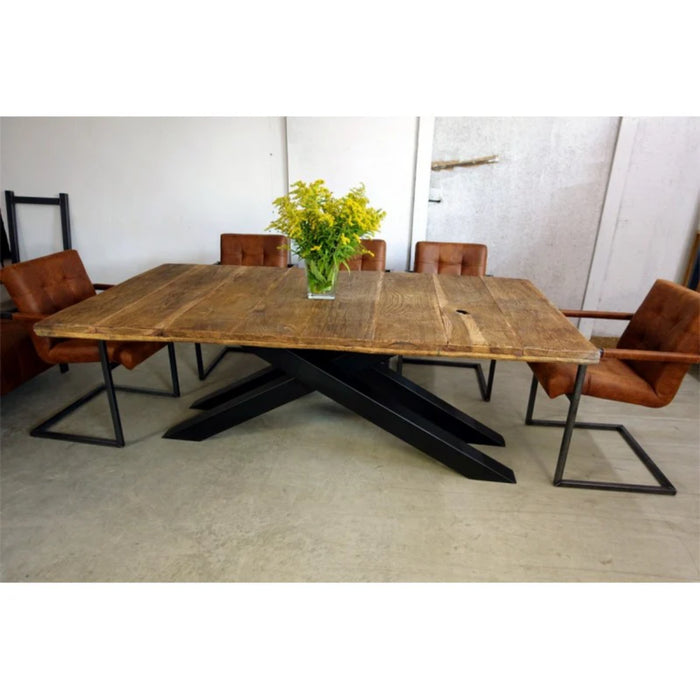 Maxima House Otto Oak Wood Dining Table with Metal Legs - Bed & Sofa Hub