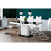 Maxima House Dining Set Iva 7 Pcs. Modern White Glossy Dining Table with 1self-Starting Leaf Plus 6 Chairs - Bed & Sofa Hub