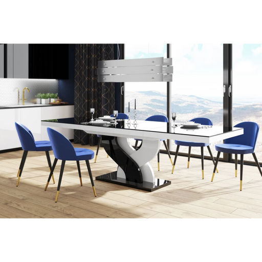Maxima House Modern Glossy Dining Table Bella with 2 Self-Starting Leaves - Bed & Sofa Hub
